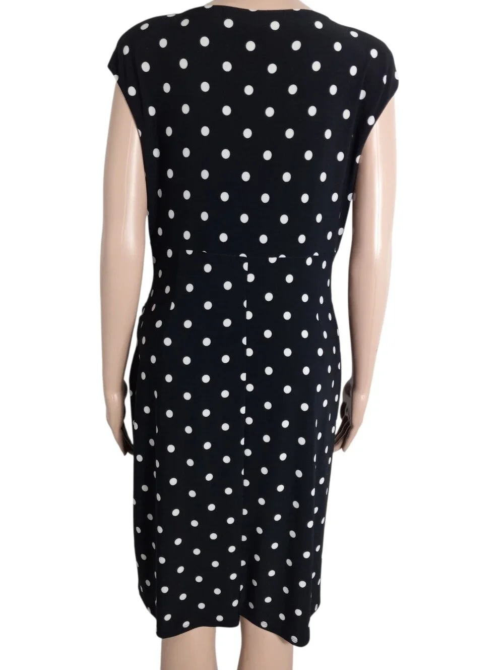 Ralph Lauren Black and White Polka Dot V-Neck Sheath Dress Size 12P